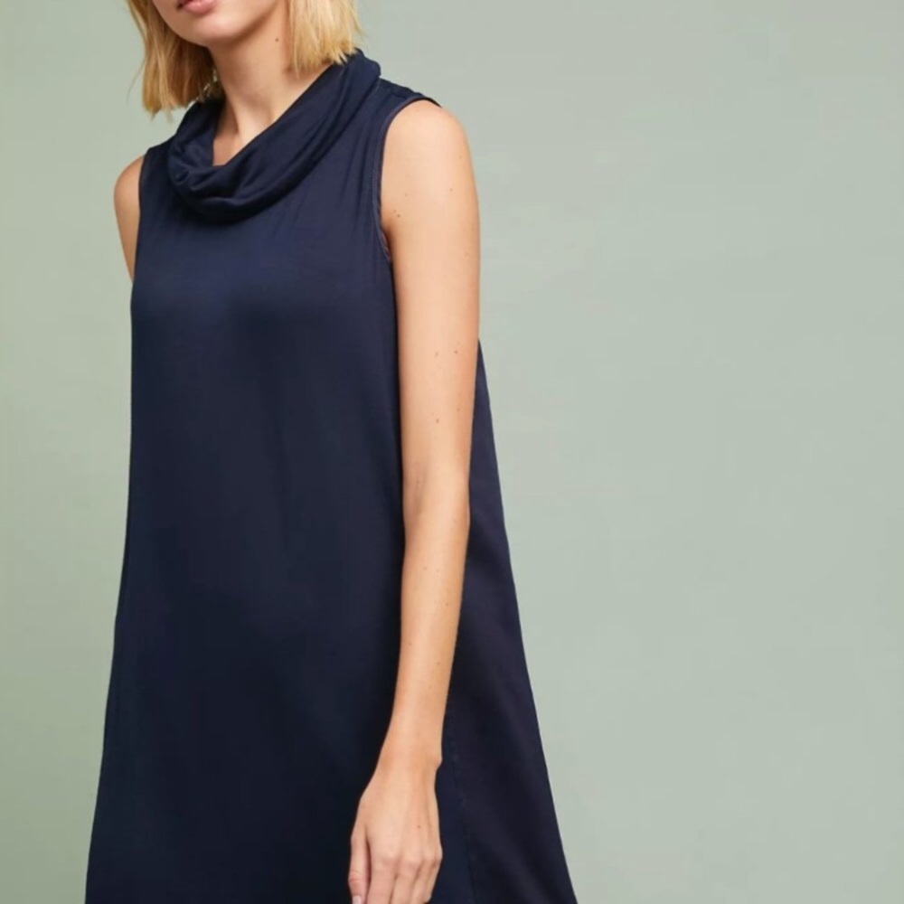NWT Navy Anthropologie Cowl Neck Dress